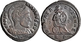 Constantine I, 307/310-337. Follis (Bronze, 20 mm, 2.97 g, 5 h), Rome, 318-319. CONST-ANTINVS AVG Cuirassed bust of Constantine I to right, wearing cr...