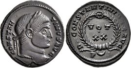 Constantine I, 307/310-337. Follis (Bronze, 18 mm, 3.20 g, 7 h), Arelate, 321. CONSTAN-TINVS AVG Laureate head of Constantine I to right. Rev. D N CON...