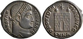 Constantine I, 307/310-337. Follis (Bronze, 19 mm, 3.03 g, 1 h), Nicomedia, 324-325. CONSTANTINVS AVG Pearl-diademed head of Constantine I to right. R...