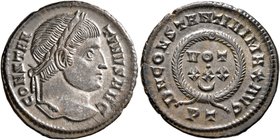 Constantine I, 307/310-337. Follis (Bronze, 20 mm, 2.98 g, 1 h), Ticinum, 325. CONSTAN-TINVS AVG Laureate head of Constantine I to right. Rev. D N CON...
