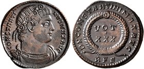 Constantine I, 307/310-337. Follis (Bronze, 20 mm, 2.75 g, 6 h), Rome, 329-330. CONSTANTI-NVS MAX AVG Rosette-diademed, draped and cuirassed bust of C...