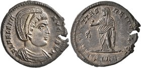 Helena, Augusta, 324-328/30. Follis (Bronze, 20 mm, 3.17 g, 5 h), Treveri, 327-328. FL HELENA AVGVSTA Diademed and draped bust of Helena to right. Rev...