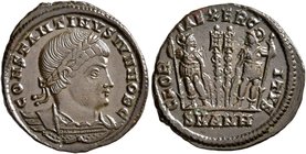 Constantine II, as Caesar, 316-337. Follis (Bronze, 18 mm, 2.26 g, 5 h), Antiochia, 330-333 and 335. CONSTANTINVS IVN NOB C Laureate and cuirassed bus...