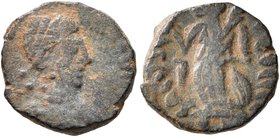 Galla Placidia, Augusta, 421-450. Nummus (Bronze, 11 mm, 1.48 g, 5 h), Rome, circa 425-435. [D N GALLA PLACIDIA P F AVG] Diademed and draped bust of G...