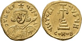 Tiberius III (Apsimar), 698-705. Solidus (Gold, 20 mm, 4.41 g, 7 h), Constantinopolis. D tIbЄRIЧS PЄ AV Draped and cuirassed bust of Tiberius III faci...
