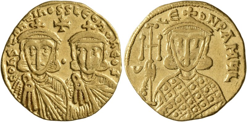 Constantine V Copronymus, with Leo IV, 741-775. Solidus (Gold, 20 mm, 4.41 g, 7 ...