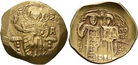 Theodore II Ducas-Lascaris, emperor of Nicaea, 1254-1258. Hyperpyron (Electrum, 25 mm, 4.32 g, 6 h), Magnesia. Christ enthroned facing, nimbate, weari...