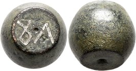 Byzantine Weights, Circa 4th-5th centuries. Weight of 1 Ounkia (Bronze, 14x16 mm, 26.54 g), a spherical commercial weight of doubly truncated form wit...