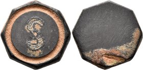 Byzantine Weights, Circa 5th-7th centuries. Weight of 6 Grammata or 1/4 Ounkia (Bronze, 19 mm, 6.59 g), an octagonal commercial or coin weight with pl...