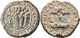 CRUSADERS. Knights of Rhodes (Knights Hospitallers). Anonymous, circa 15th century. Seal (Lead, 37 mm, 57.35 g, 12 h). BVLLA • M • MAGISTRI [ET CONVEN...
