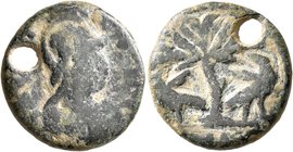 OSTROGOTHS. Municipal coinage of Rome, circa 526-534. 20 Nummi – Half Follis (Bronze, 20 mm, 6.05 g, 1 h). [INVICTA ROMA] Helmeted and draped bust of ...