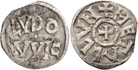 CAROLINGIANS. Louis 'le Pieux' (the Pious), as Emperor Louis I, 814-840. Obole (Silver, 17 mm, 0.74 g, 9 h). LVDO/VVIC in two lines. Rev. METALLVN Cro...