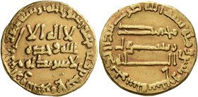 ISLAMIC, 'Abbasid Caliphate. temp. Al-Mansur, AH 136-158 / AD 754-775. Dinar (Gold, 19 mm, 4.17 g, 6 h), without mint name, AH 137 = AD 754/5. SICA II...