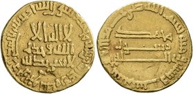 ISLAMIC, 'Abbasid Caliphate. temp. Al-Mahdi, AH 158-169 / AD 775-785. Dinar (Gold, 19 mm, 4.10 g, 11 h), without mint name, AH 166 = AD 782/3. Bernard...