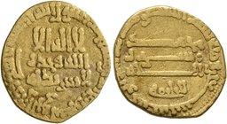 ISLAMIC, 'Abbasid Caliphate. temp. Al-Rashid, AH 170-193 / AD 786-809. Dinar (Gold, 17 mm, 3.39 g, 1 h), without mint name, AH 190 = AD 805/6. Rev. 'L...