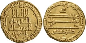 ISLAMIC, 'Abbasid Caliphate. temp. Al-Ma'mun, AH 199-218 / AD 813-833. Dinar (Gold, 19 mm, 3.90 g, 9 h), citing Dhu'l Riyasatayn (holder of the two mi...
