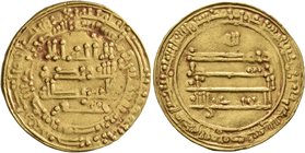 ISLAMIC, 'Abbasid Caliphate. Al-Mu'tamid, AH 256-279 / AD 870-892. Dinar (Gold, 22 mm, 4.08 g, 9 h), citing the caliph al-Mutamid and the heir apparen...