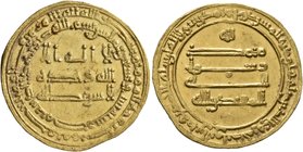 ISLAMIC, 'Abbasid Caliphate. Al-Muqtadir, second reign, AH 296-317 / AD 908-929. Dinar (Gold, 24 mm, 4.21 g, 11 h), citing the caliph al-Muqtadir, Mis...