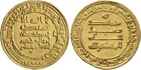 ISLAMIC, 'Abbasid Caliphate. Al-Muqtadir, second reign, AH 296-317 / AD 908-929. Dinar (Gold, 23 mm, 4.08 g, 5 h), citing the caliph al-Muqtadir and t...