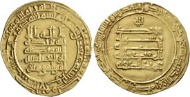 ISLAMIC, 'Abbasid Caliphate. Al-Muqtadir, second reign, AH 296-317 / AD 908-929. Dinar (Gold, 25 mm, 4.26 g, 10 h), citing the caliph al-Muqtadir and ...