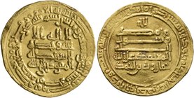 ISLAMIC, Egypt & Syria (Pre-Fatimid). Tulunids. Khumarawaih, AH 270-282 / AD 884-896. Dinar (Gold, 22 mm, 4.23 g, 11 h), citing the caliph al-Mu'tamid...