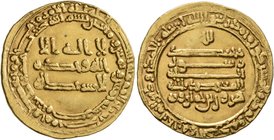 ISLAMIC, Egypt & Syria (Pre-Fatimid). Tulunids. Harun, AH 283-292 / AD 896-904. Dinar (Gold, 21 mm, 4.27 g, 6 h), citing the caliph al-Mu'tadid and th...