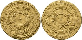 ISLAMIC, Fatimids. al-Mu'izz li-Din Allah, AH 341-365 / AD 953-975. Dinar (Gold, 21 mm, 4.00 g), al-Mansuriya, AH 351 = AD 962. Nicol 405. Rare. Somew...