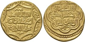 ISLAMIC, Mongols. Ilkhanids. Abu Sa'id Bahadur, AH 716-736 / AD 1316-1335. Heavy Dinar (Gold, 22 mm, 8.36 g, 9 h), Type G, Tabriz, AH 734 = AD 1333/4....