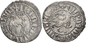 ARMENIA, Cilician Armenia. Royal. Levon I, 1198-1219. Tram (Silver, 23 mm, 2.59 g, 9 h), coronation issue, Sis. The Virgin, nimbate and orans, standin...