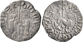 ARMENIA, Cilician Armenia. Royal. Hetoum I and Zabel, 1226-1270. Half Tram (Silver, 15 mm, 1.21 g, 6 h). Zabel and Hetoum I standing facing one anothe...