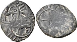 ARMENIA, Cilician Armenia. Royal. Levon II, 1270-1289. Kardez (Bronze, 27 mm, 4.10 g). Lion walking left. Rev. Cross pattée. AC 390. CCA 1567. A curio...