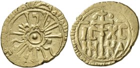 ITALY. Sicilia (Regno). Ruggero II, 1130-1154. Tarì (Gold, 13 mm, 1.25 g), Palermo. Pellet in circle; around circle, 'al-malik Rujjar al-mu‘tazz billa...
