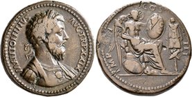 PADUAN MEDALS. Marcus Aurelius, 161-180. 'Medallion' (Bronze, 35 mm, 33.24 g, 7 h), by Giovanni di Cavino (1500-1570), a later aftercast. M•ANTONINVS ...
