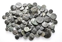 A lot containing 124 bronze coins. All: Greek. Fine to about very fine. LOT SOLD AS IS, NO RETURNS. 124 coins in lot.