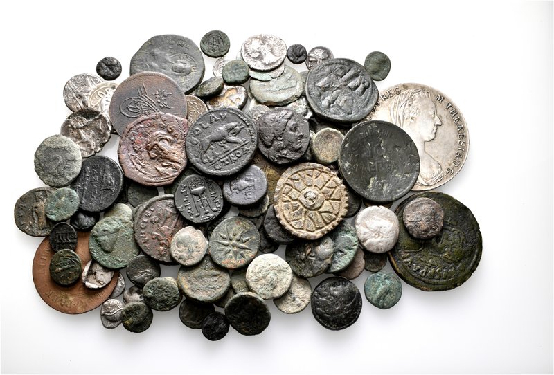 A lot containing 39 silver and 91 bronze coins. Includes: Greek, Roman, Byzantin...