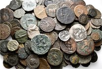 A lot containing 10 silver and 151 bronze coins. Includes: Greek, Roman Provincial, Roman Republican, Roman Imperial, Byzantine. Fair to about very fi...