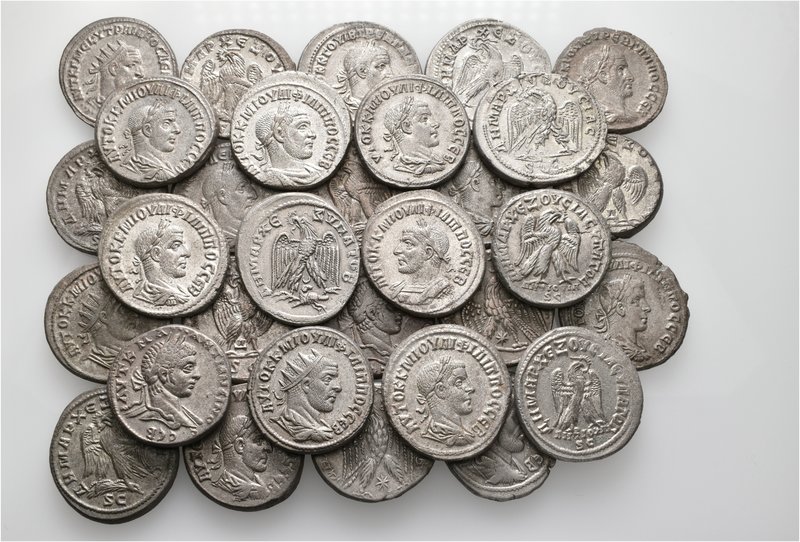A lot containing 31 billon coins. All: Mid third century Tetradrachms from Antio...