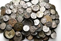 A lot containing 50 silver and 134 bronze coins and 1 Byzantine glass weight. Includes: Roman Provincial, Roman Republican, Roman Imperial and Islamic...