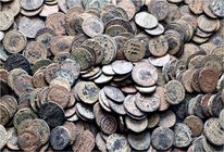 A lot containing 523 bronze coins. All: Late Roman Folles. Fair to about good fine. LOT SOLD AS IS, NO RETURNS. 523 coins in lot.
