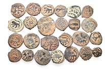 A lot containing 25 bronze coins. All: Islamic. About very fine to about extremely fine. LOT SOLD AS IS, NO RETURNS. 25 coins in lot.