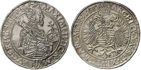 MAXIMILIAN II
1 Thaler, 1568, Kutná Hora, 24,47g, MzA s. 53

EF | EF , mírná koroze | slight rust