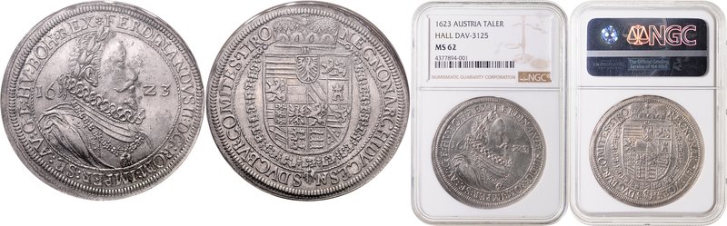 FERDINAND II
1 Thaler, 1623, Hall, Dav. 3125

about UNC | about UNC , NGC MS ...