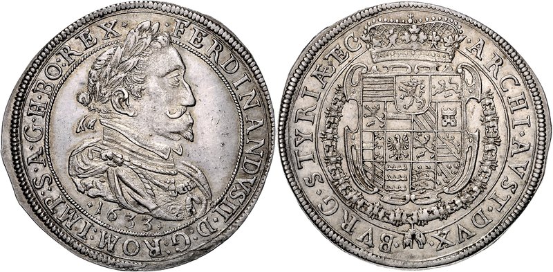FERDINAND II
1 Thaler, 1633, Graz, 29,68g, Her. 434

EF | EF