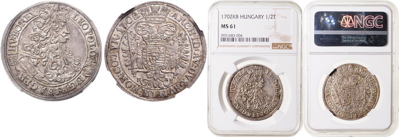 LEOPOLD I
1/2 Thaler, 1702, KB, Her. 852

about UNC | about UNC , NGC MS 61