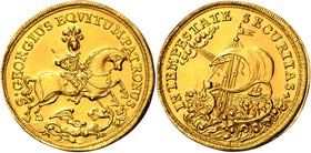 LEOPOLD I
Gold medal (3 Ducats) St. George , b. l., J. Roth, Au 986/1000, 29 mm, 10,37g, Fr. 578

UNC | UNC
