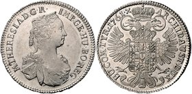 MARIA THERESA
1/2 Thaler, 1761, Hall, 14g, Her. 655

about UNC | UNC