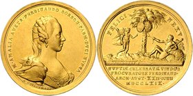 MARIA THERESA
Gold medal Wedding of Maria Amalia and Ferdinand, Duke of Parma, 1769, Wien, 20,25g, A. Guillemard, F.Stuckgart, Au 986/1000, 37 mm, Mo...