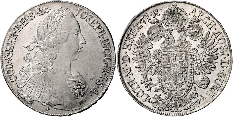 JOSEPH II
1 Thaler, 1771, F / A. S., 28,08g, Her. 97

about UNC | about UNC ,...