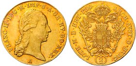 FRANCIS II / I
2 Ducats, 1799, Wien, 6,95g, Her. 40

about UNC | about UNC , RRR!