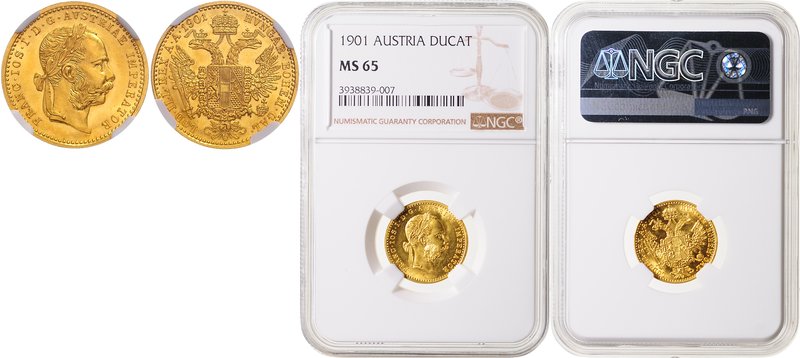 FRANZ JOSEPH I
1 Ducat, 1901, Wien, Früh. 1260

UNC | UNC , NGC MS 65